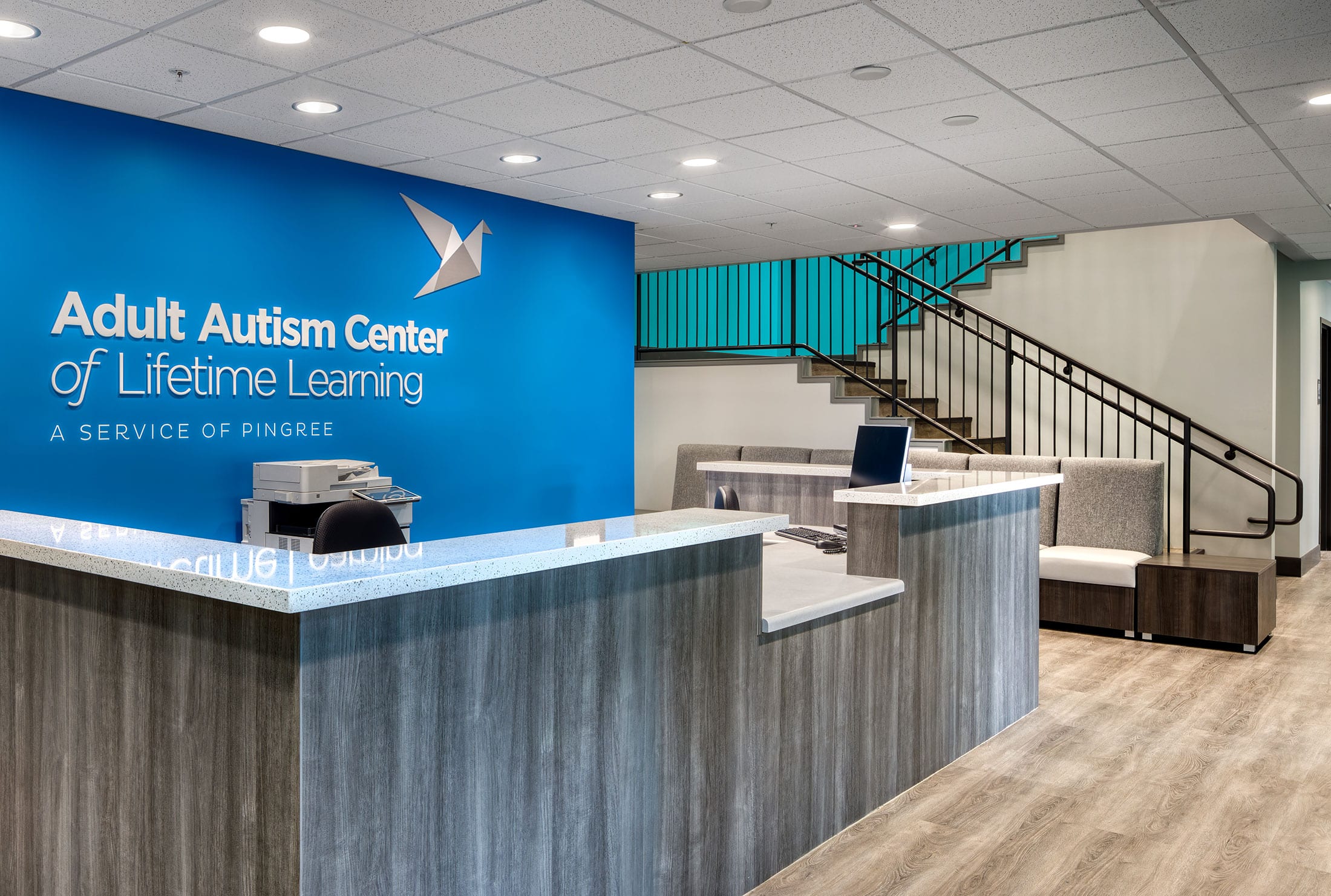 Interior of front desk of Adult Autism Center